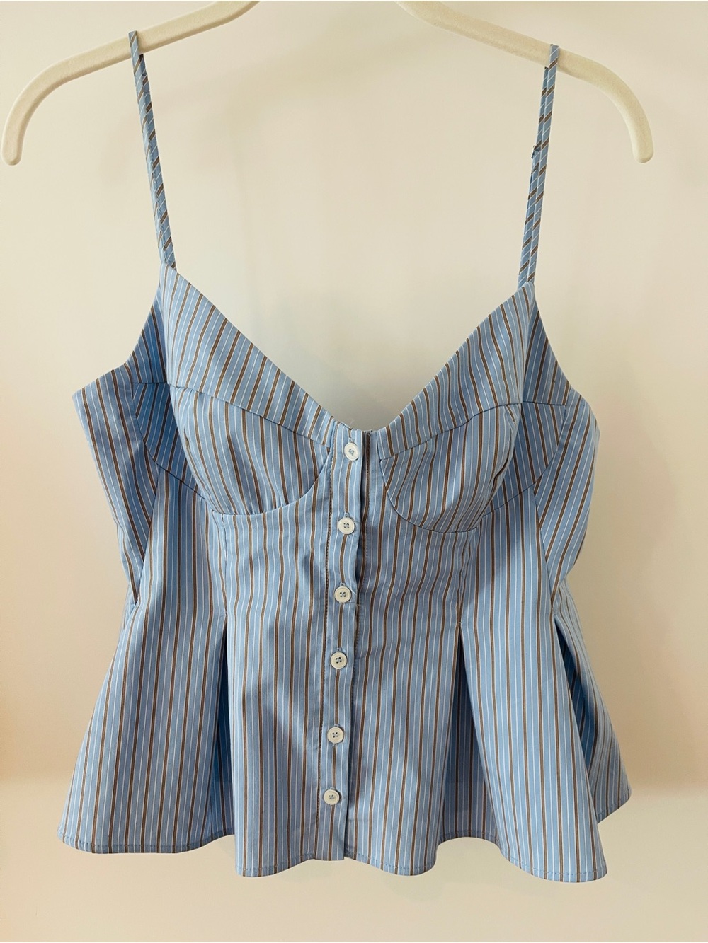 Zara Light Blue Striped Button-Front Cami